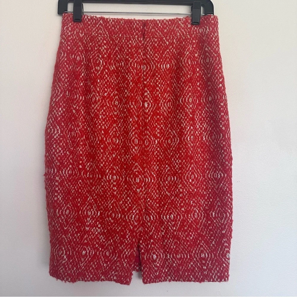 J. Crew Vibrant Orange and White Textured Pencil Skirt Size 4